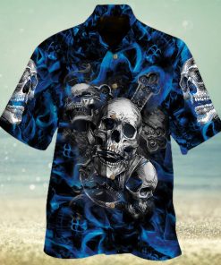 blue skull hawaiian shirt