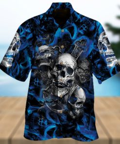 blue skull hawaiian shirt