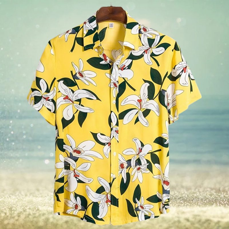 surfing yellow awesome design unisex hawaiian shirt