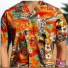 Buffalo Bills Hawaiian Shirt, Flowers And America Flag, Button Down Hawaiian Shirt