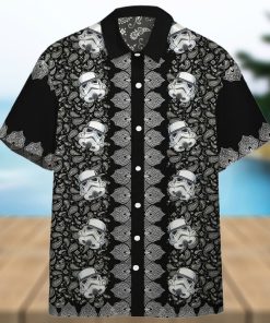 3D Star Wars Bandana Pattern White Pattern Black Background Hawaiian Shirt