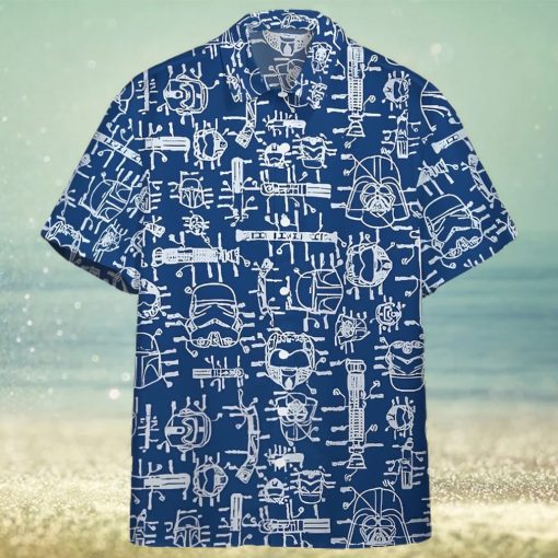 3D Star Wars Blueprint Of Spaceship Scan Custom Hawaiian Shirt