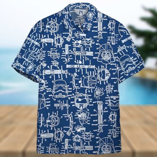 3D Star Wars Blueprint Of Spaceship Scan Custom Hawaiian Shirt