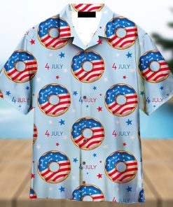 4th Of July Blue And Red Donuts Bun Hawaiian Shirt