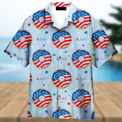 4th Of July Blue And Red Donuts Bun Hawaiian Shirt