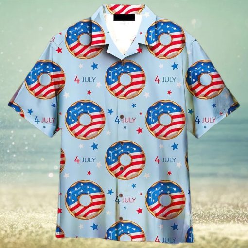 4th Of July Blue And Red Donuts Bun Hawaiian Shirt