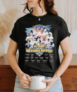 54 years 1989 2023 Milwaukee Brewers all team signatures sport shirt