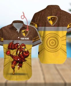 AFL Hawthorn Hawks Custom Name Hawaiian Shirt