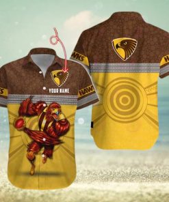 AFL Hawthorn Hawks Custom Name Hawaiian Shirt