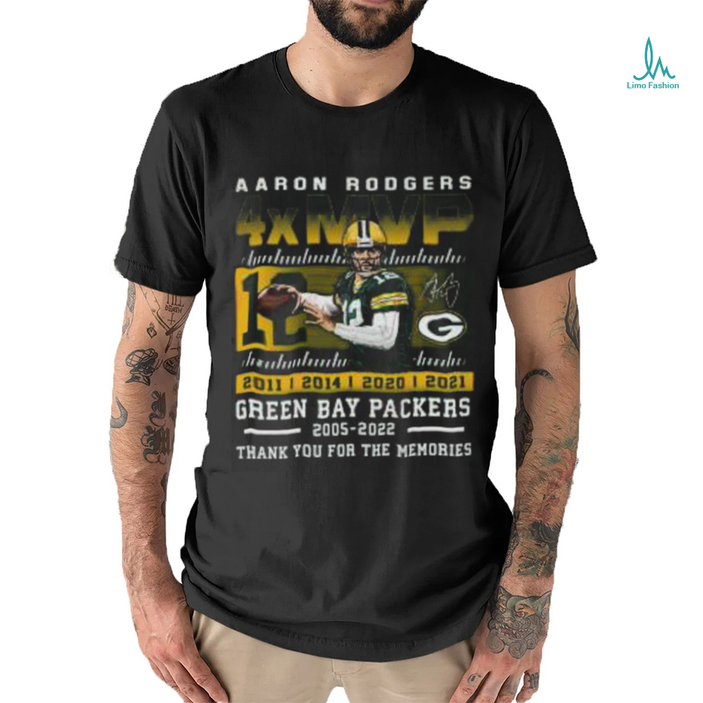 Aaron Rodgers 4xMVP Green Bay Packers 2005 – 2022 Thank You For The Memories T Shirt Aaron Rodgers 4xMVP Green Bay Packers 2005 – 2022 Thank You For The Memories T Shirt