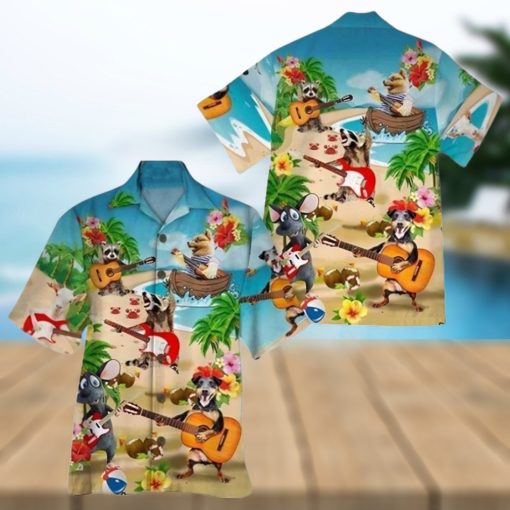 Animals Guitar Hawaiian Shirt Funny Play Music Beach Party Tropical