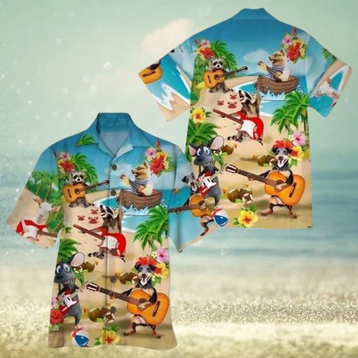 Animals Guitar Hawaiian Shirt Funny Play Music Beach Party Tropical