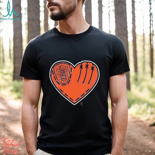 Athlete logos glove heart t shirt