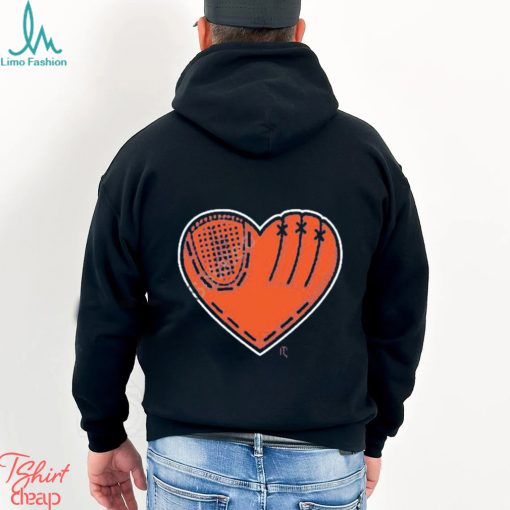 Athlete logos glove heart t shirt