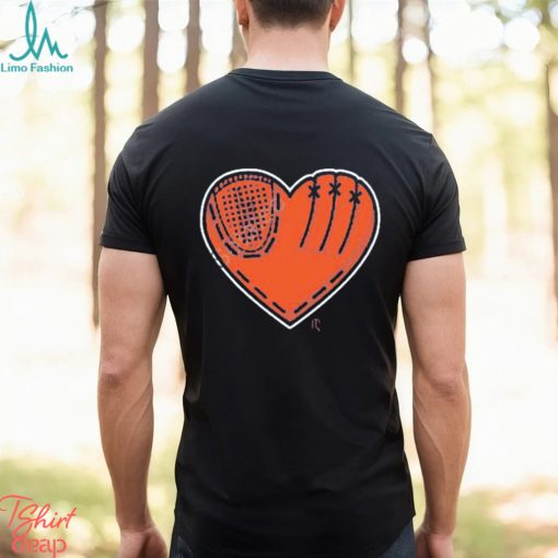 Athlete logos glove heart t shirt