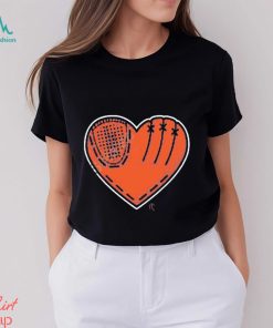 Athlete logos glove heart t shirt