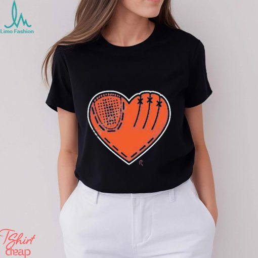 Athlete logos glove heart t shirt