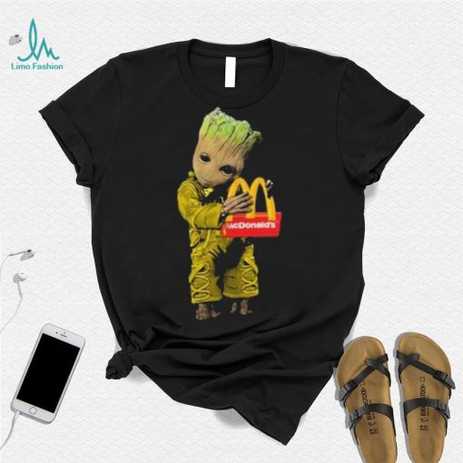 Baby groot hug mcdonalds logo 2023 t shirt