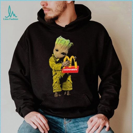 Baby groot hug mcdonalds logo 2023 t shirt