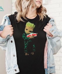 Baby groot hug pizza papajohn logo 2023 t shirt