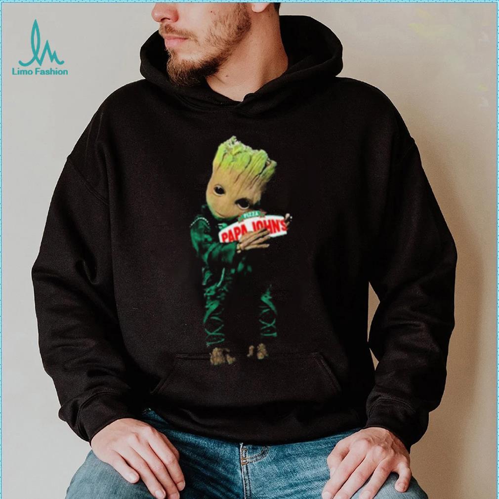 Baby groot hug pizza papajohn logo 2023 t shirt Baby groot hug pizza papajohn logo 2023 t shirt