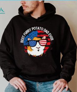 Best Furry Potato Dad Ever Sunglasses American Flag Guinea Pig Domestic Cavy T Shirt