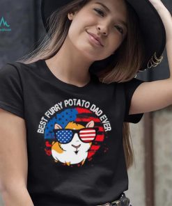 Best Furry Potato Dad Ever Sunglasses American Flag Guinea Pig Domestic Cavy T Shirt