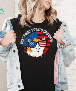 Best Furry Potato Dad Ever Sunglasses American Flag Guinea Pig Domestic Cavy T Shirt