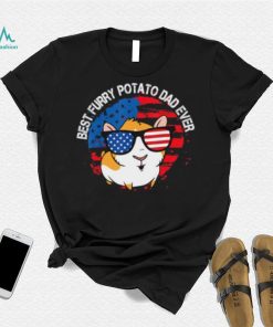 Best Furry Potato Dad Ever Sunglasses American Flag Guinea Pig Domestic Cavy T Shirt