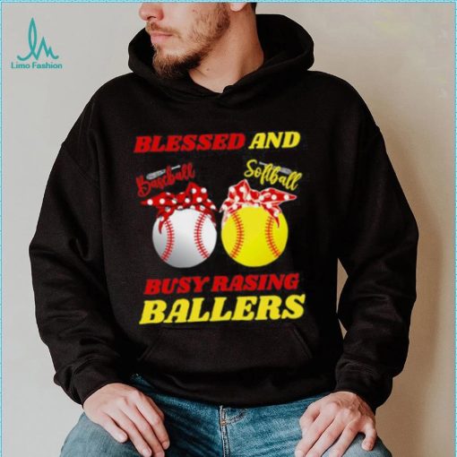 Blessed And Busy Raising Ballers Softball Baseball Mom Mother’s Day T Shirt