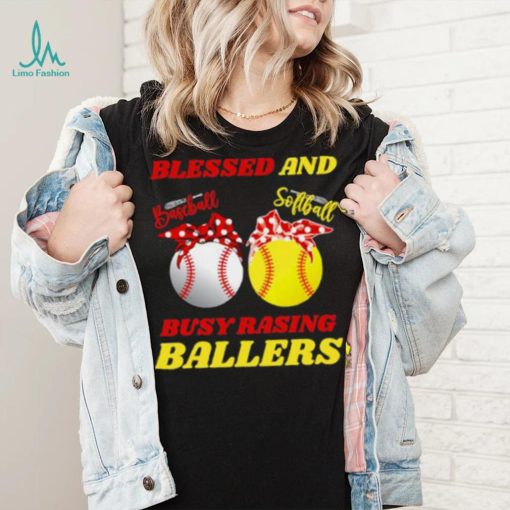 Blessed And Busy Raising Ballers Softball Baseball Mom Mother’s Day T Shirt