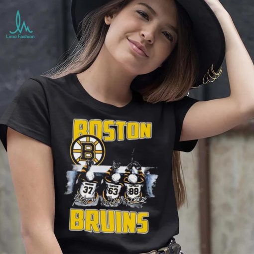 Boston Bruins Teams Brad Marchand , Patrice Bergeron & David Pastrnak Signatures Shirt