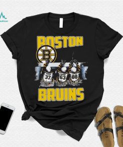 Boston Bruins Teams Brad Marchand , Patrice Bergeron & David Pastrnak Signatures Shirt