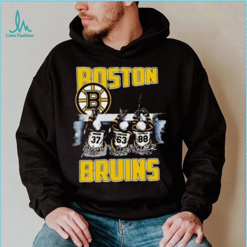 Boston Bruins Teams Brad Marchand , Patrice Bergeron & David Pastrnak Signatures Shirt