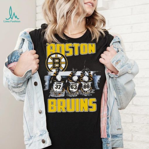 Boston Bruins Teams Brad Marchand , Patrice Bergeron & David Pastrnak Signatures Shirt