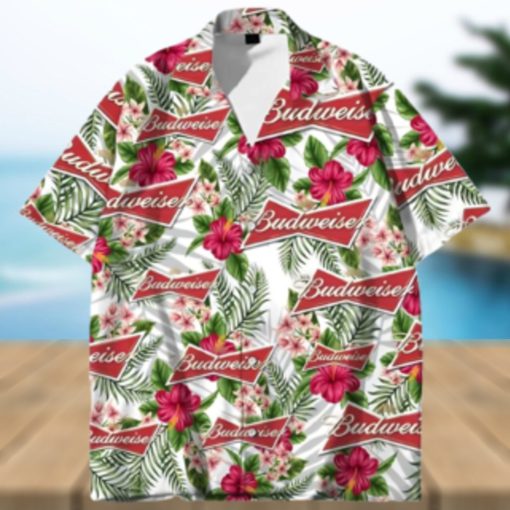 Budweiser Beer Hawaiian Shirt Tropical Flower Pattern Beach Lovers Gift