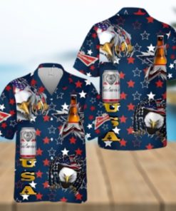 Budweiser Beer Hawaiian Shirt USA Flag Eagle Independence Day 4th Of July