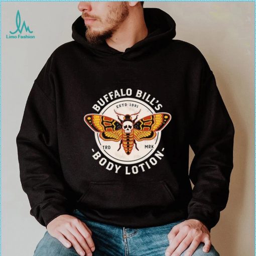 Buffalo Bill’s Body Lotion Death’s Head Moth retro logo shirt