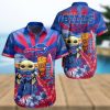 Buffalo Bills Hawaiian Shirt, Flowers And America Flag, Button Down Hawaiian Shirt