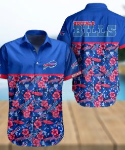 Buffalo Bills Hawaiian Shirt, Blue Red Flowers, Unique Hawaiian Shirt