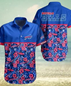 Buffalo Bills Hawaiian Shirt, Blue Red Flowers, Unique Hawaiian Shirt