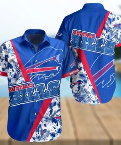 Buffalo Bills Hawaiian Shirt, Blue Tropical Flowers, Unique Hawaiian Shirt