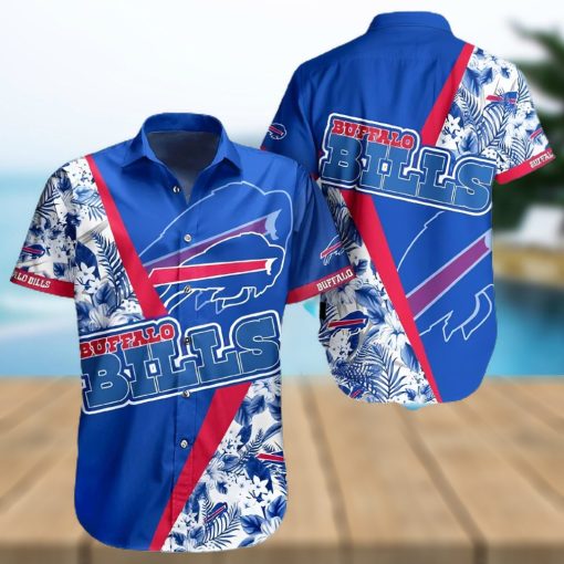 Buffalo Bills Hawaiian Shirt, Blue Tropical Flowers, Unique Hawaiian Shirt
