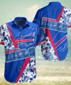 Buffalo Bills Hawaiian Shirt, Blue Tropical Flowers, Unique Hawaiian Shirt