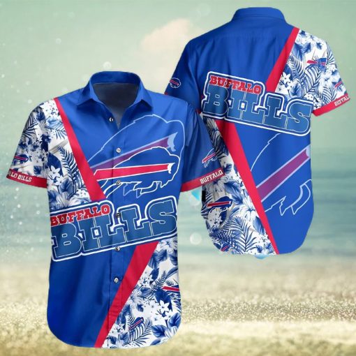 Buffalo Bills Hawaiian Shirt, Blue Tropical Flowers, Unique Hawaiian Shirt