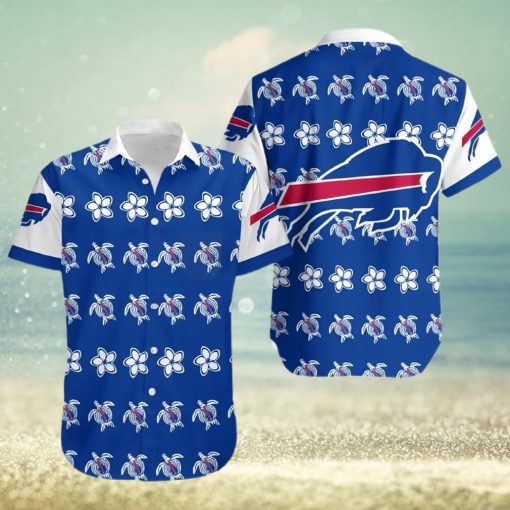 Buffalo Bills Hawaiian Shirt, Flowers And Turtles, Hawaiian Style Shirt