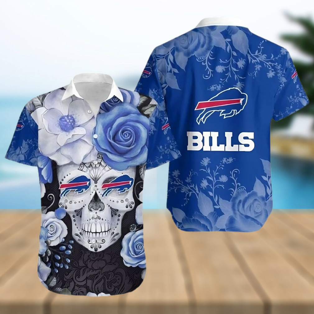Buffalo Bills Hawaiian Shirt, Flowers Skull, Button Down Hawaiian Shirt -  Limotees