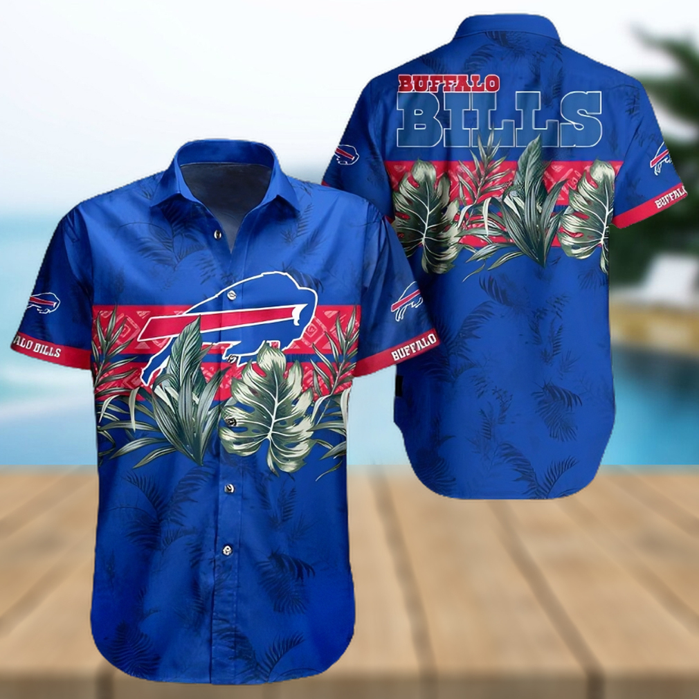 Buffalo Bills Hawaiian Shirt, Leaves Graphic, Hawaiian Style Shirt