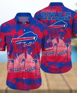 Buffalo Bills Hawaiian Shirt, Red Coconut Trees, Button Down Hawaiian Shirt