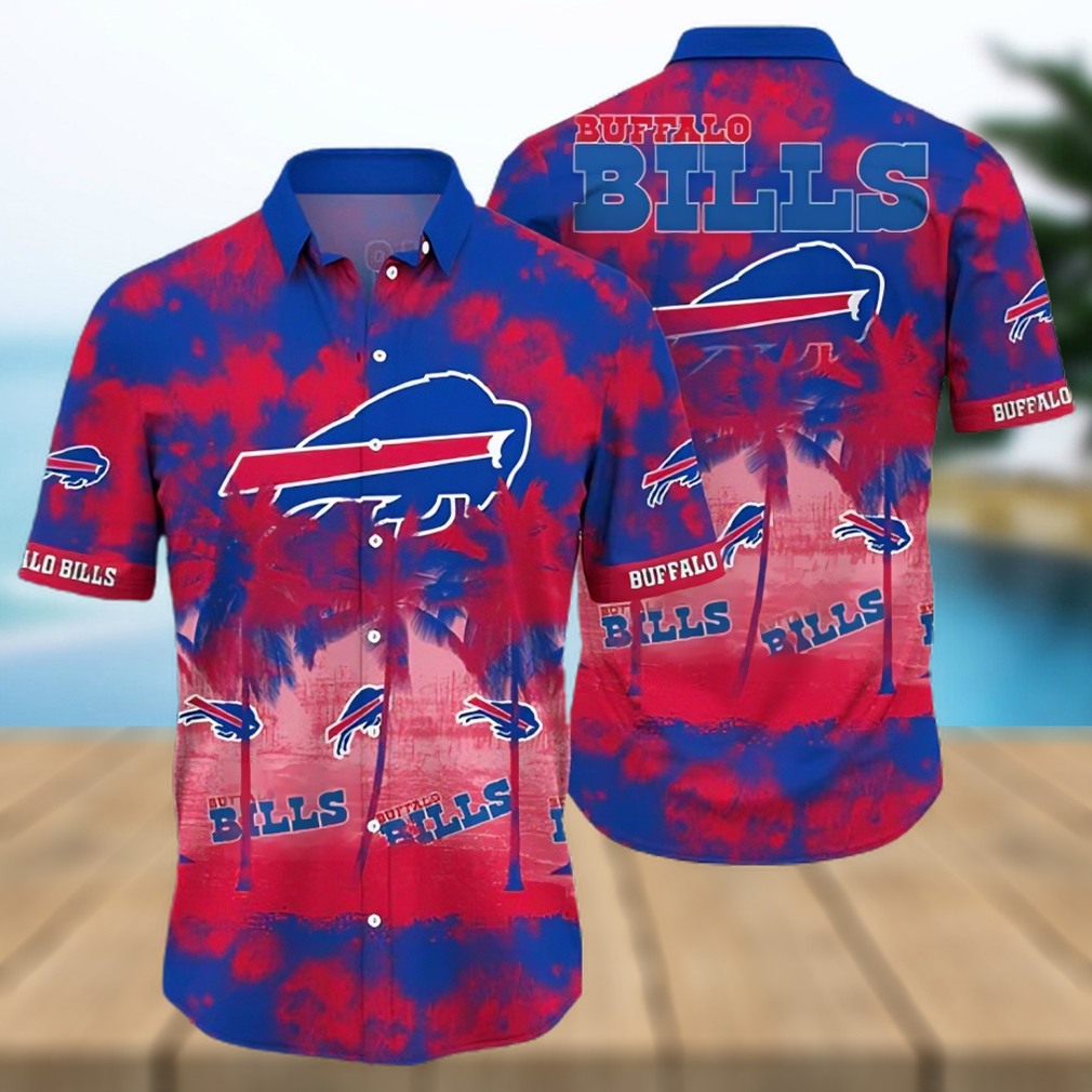 Buffalo Bills Hawaiian Shirt, Red Coconut Trees, Button Down Hawaiian Shirt